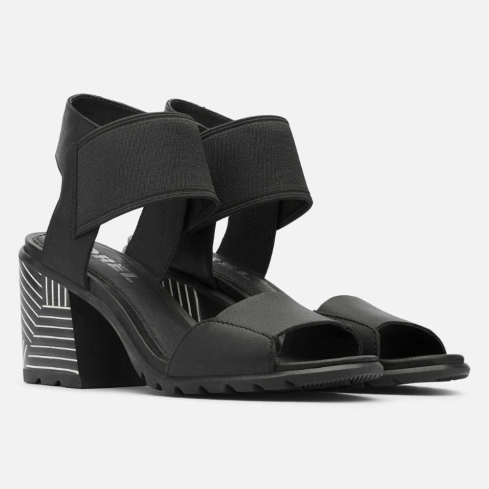 ⬛️ Sorel Nadia ⬛️ Chunky Heel Black Leather Sandal   Size 7.5
